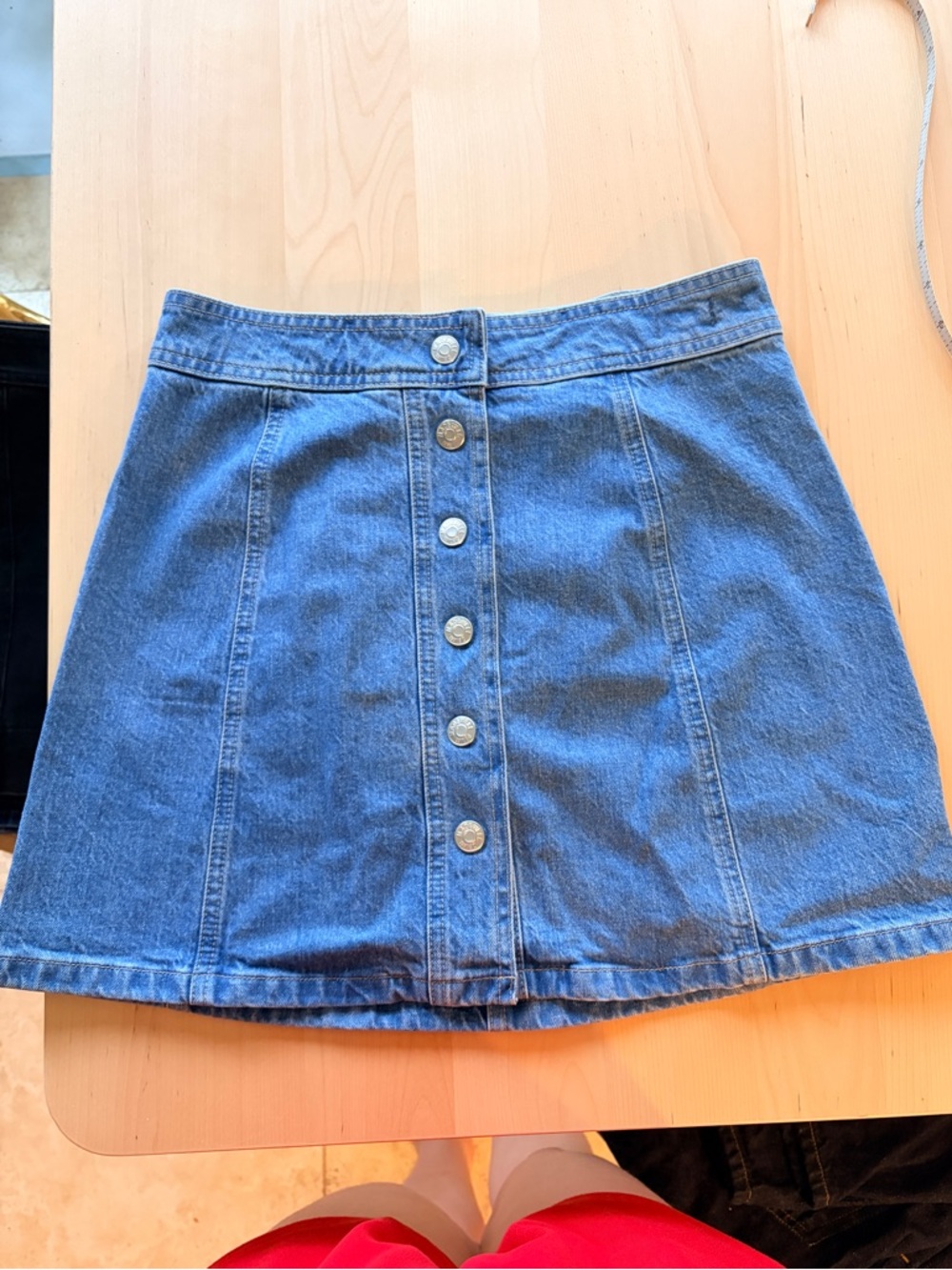 Madewell Stretch Denim A-Line Classic Blue Snap-Front Mini Skirt